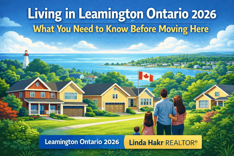 Living in Leamington Ontario 2026 relocation guide showing homes near Lake Erie in Windsor-Essex County by Linda Hakr REALTOR specializing in Leamington real estate